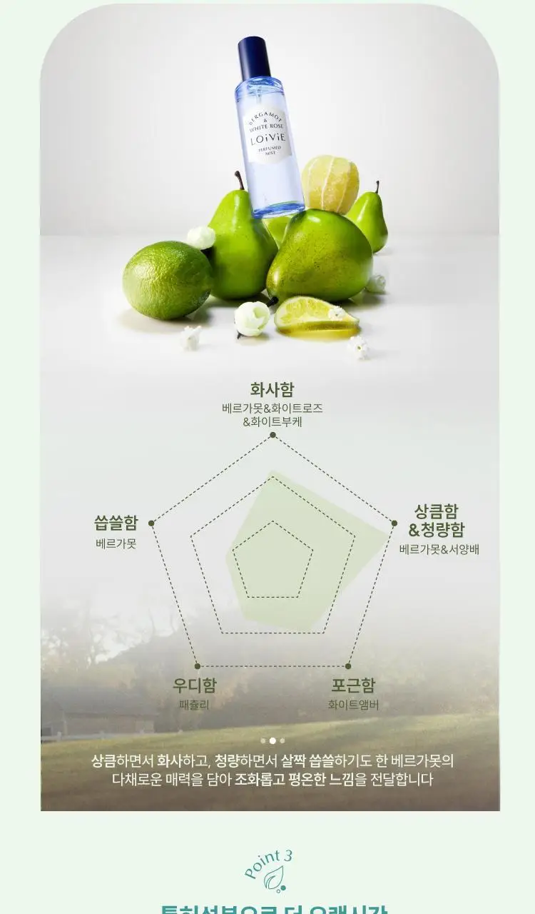 [헤어부터 바디까지] 로이비 베르가못 앤 화이트로즈 퍼퓸드 미스트 120ml 상세페이지 4